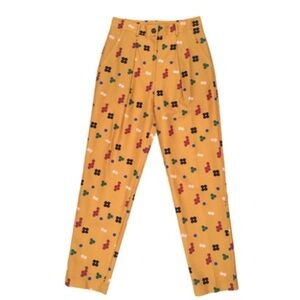 Dusen dusen mustard red pink green five dot pleated slash pocket cotton pants 6